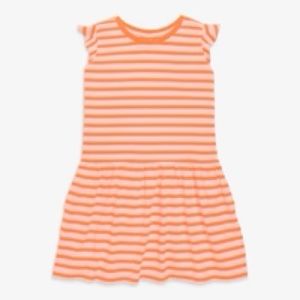 Primary Orange Stripe Flutter Sleeve Dress Like New